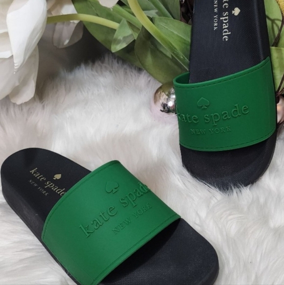 NWT Kate Spade New York Black and Green Women's Slides - Picture 9 of 10